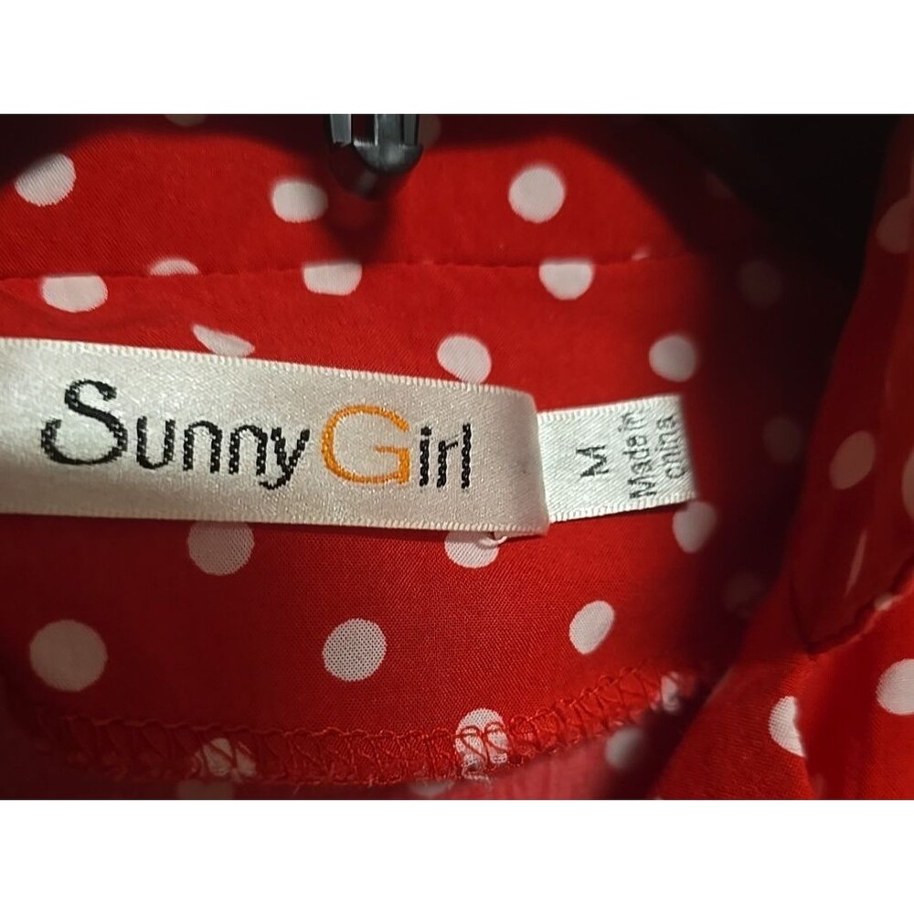 Sunny Girl POLKADOT RED & WHITE Sleeveless Shorts Romper with Pockets MEDIUM - Picture 11 of 11